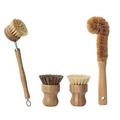 NEW Environmental Friendly Bamboo Cleaning Brushes Eco Friendly Pot Pan Dish Scrubber Scrub Wood Handle Coconut Bristle Brushes